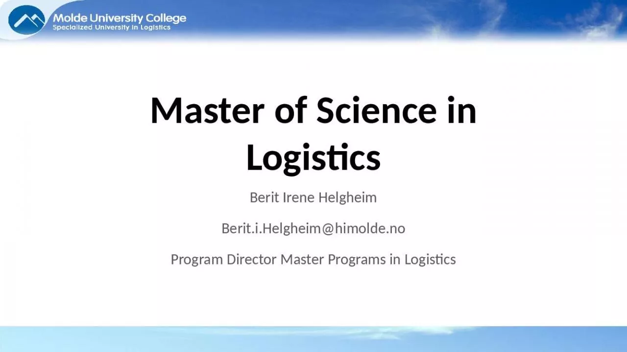 PPT-Master of Science in Logistics