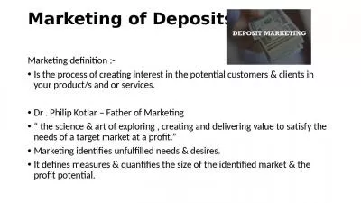 Marketing of Deposits