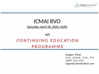 ICMAI RVO Saturday, April 18, 2020, Delhi