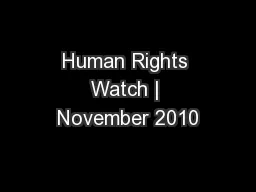 Human Rights Watch | November 2010