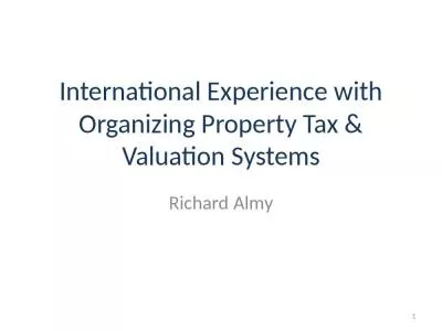 International Experience with Organizing Property Tax & Valuation Systems