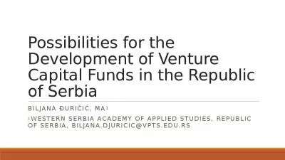 Possibilities for the Development of Venture Capital Funds in the Republic of Serbia