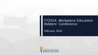 FY2024: Workplace Education Bidders  Conference