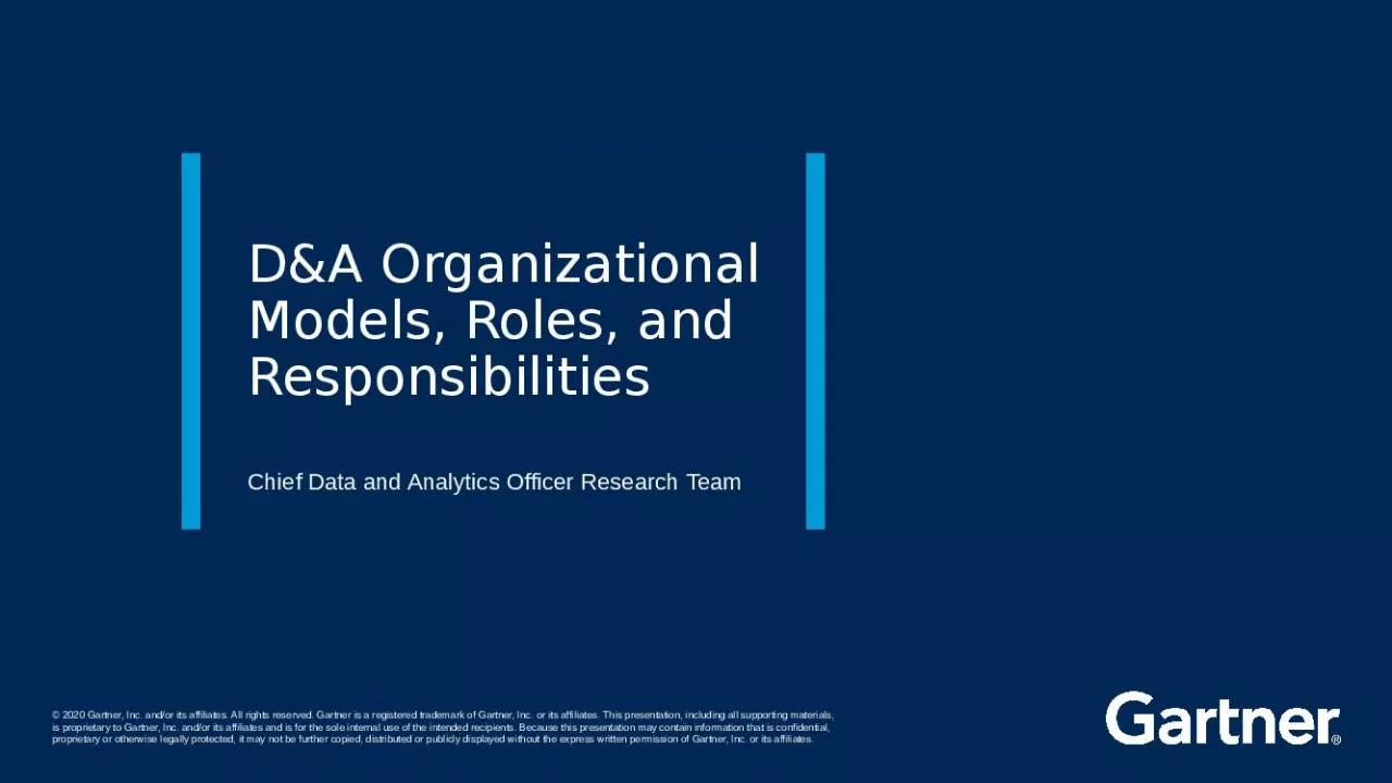 PPT-D&A Organizational Models, Roles, and Responsibilities