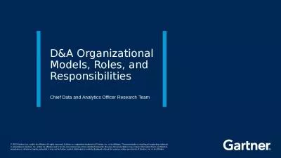 D&A Organizational Models, Roles, and Responsibilities