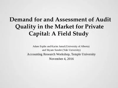 Demand for and Assessment of Audit Quality in the Market for Private Capital: A Field