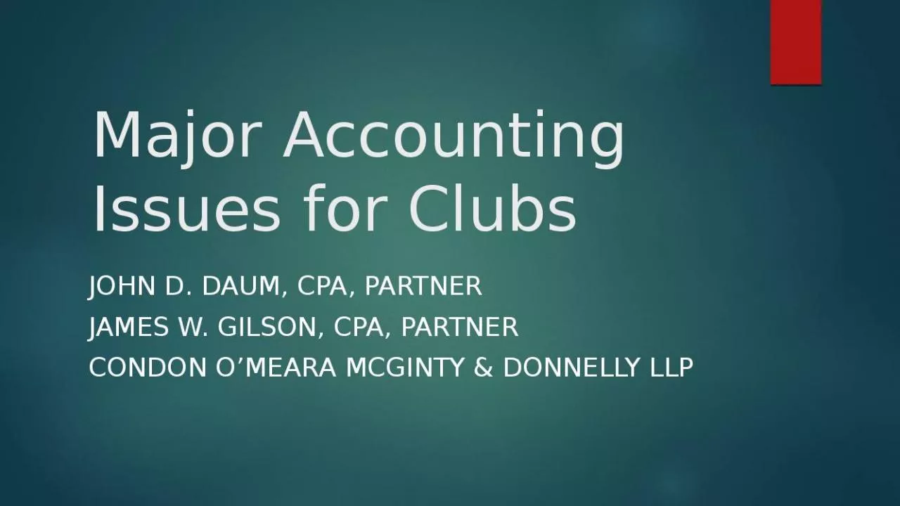 PPT-Major Accounting Issues for Clubs