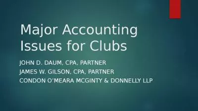 Major Accounting Issues for Clubs