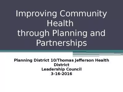 Improving Community Health  through Planning and Partnerships