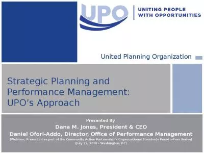 Strategic Planning and Performance Management:  UPO s Approach