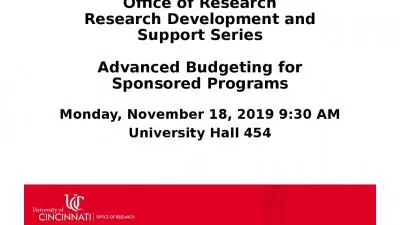 Office of Research Research Development and Support Series Advanced Budgeting for Sponsored