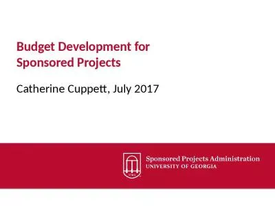 Budget Development for  Sponsored Projects