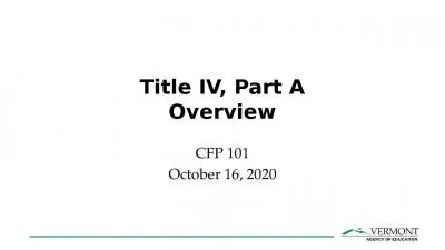 Title IV, Part A Overview