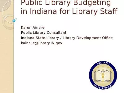 Public Library Budgeting in Indiana for Library Staff