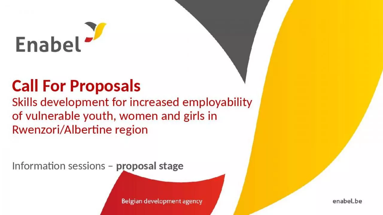 PPT-Call For Proposals Skills development for increased employability of vulnerable youth,