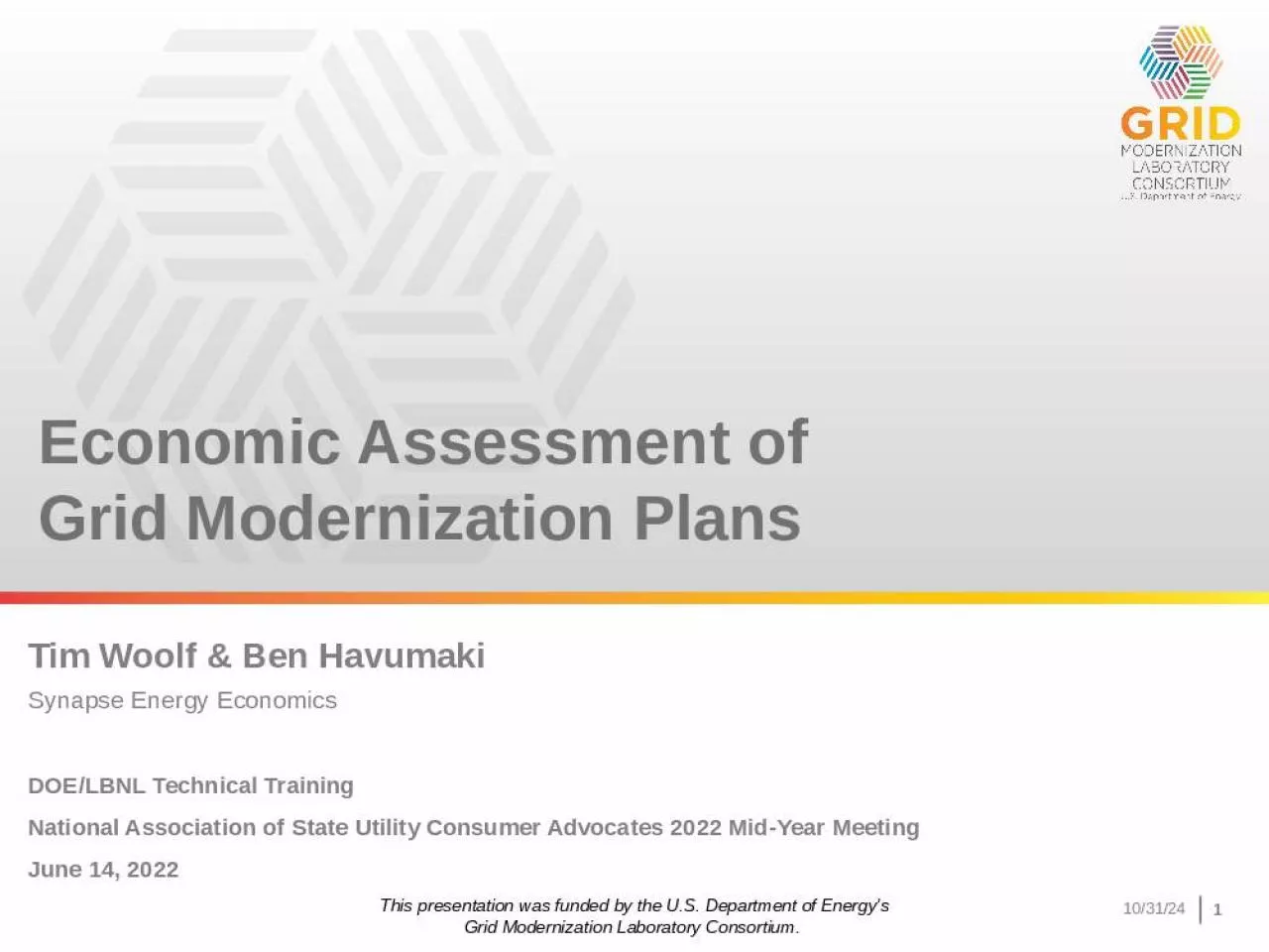 PPT-Economic Assessment of Grid Modernization Plans