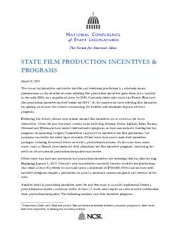 STATE FILM PRODUCTION INCENTIVES &