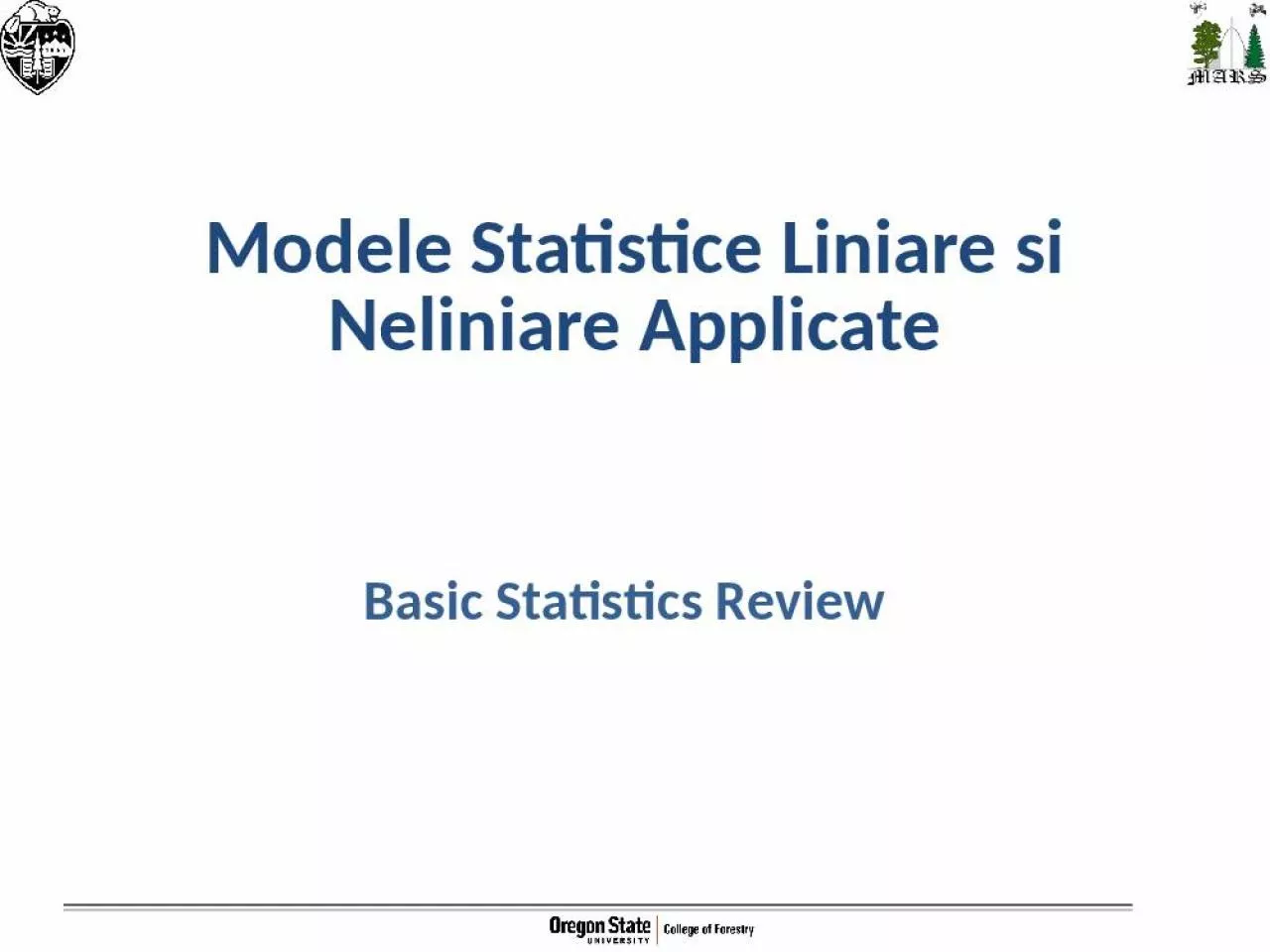 PPT-Modele Statistice Liniare si Neliniare Applicate