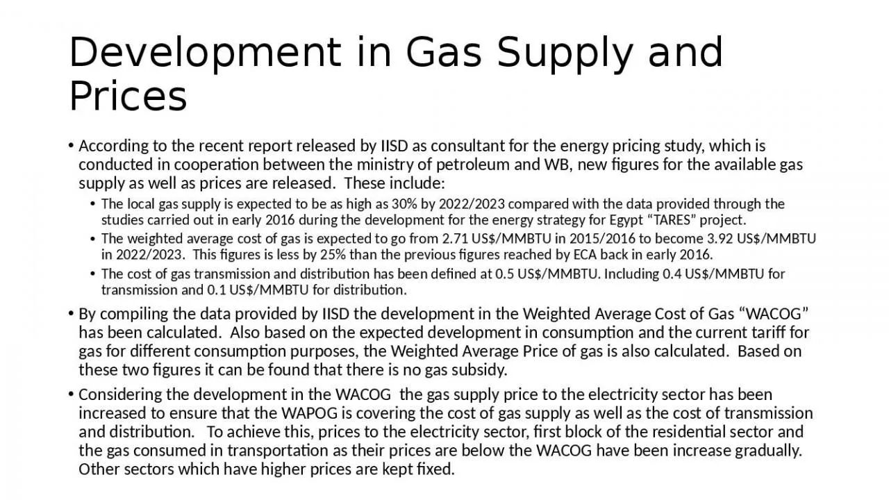 PPT-Development in Gas Supply and Prices