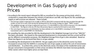 Development in Gas Supply and Prices