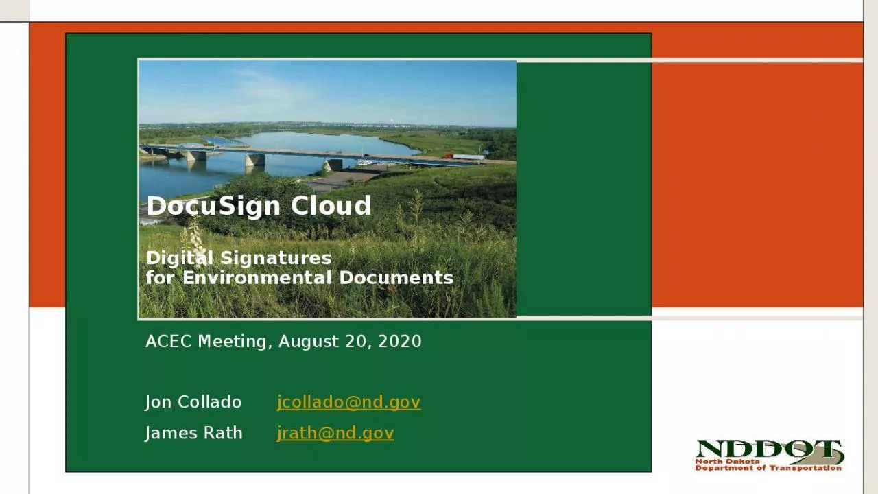 PPT-DocuSign Cloud Digital Signatures for Environmental Documents