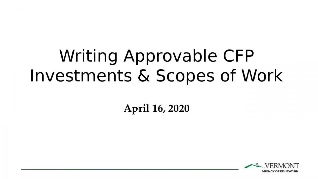 PPT-Writing Approvable CFP Investments & Scopes of Work