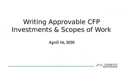 Writing Approvable CFP Investments & Scopes of Work