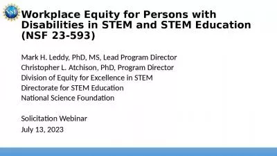 Workplace Equity for Persons with Disabilities in STEM and STEM Education (NSF 23-593)