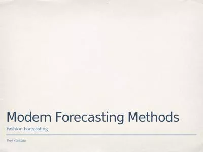 Modern Forecasting Methods