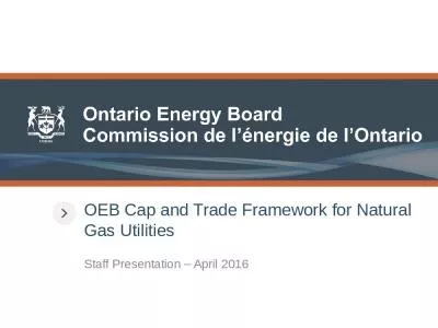 OEB Cap and Trade Framework for Natural Gas Utilities