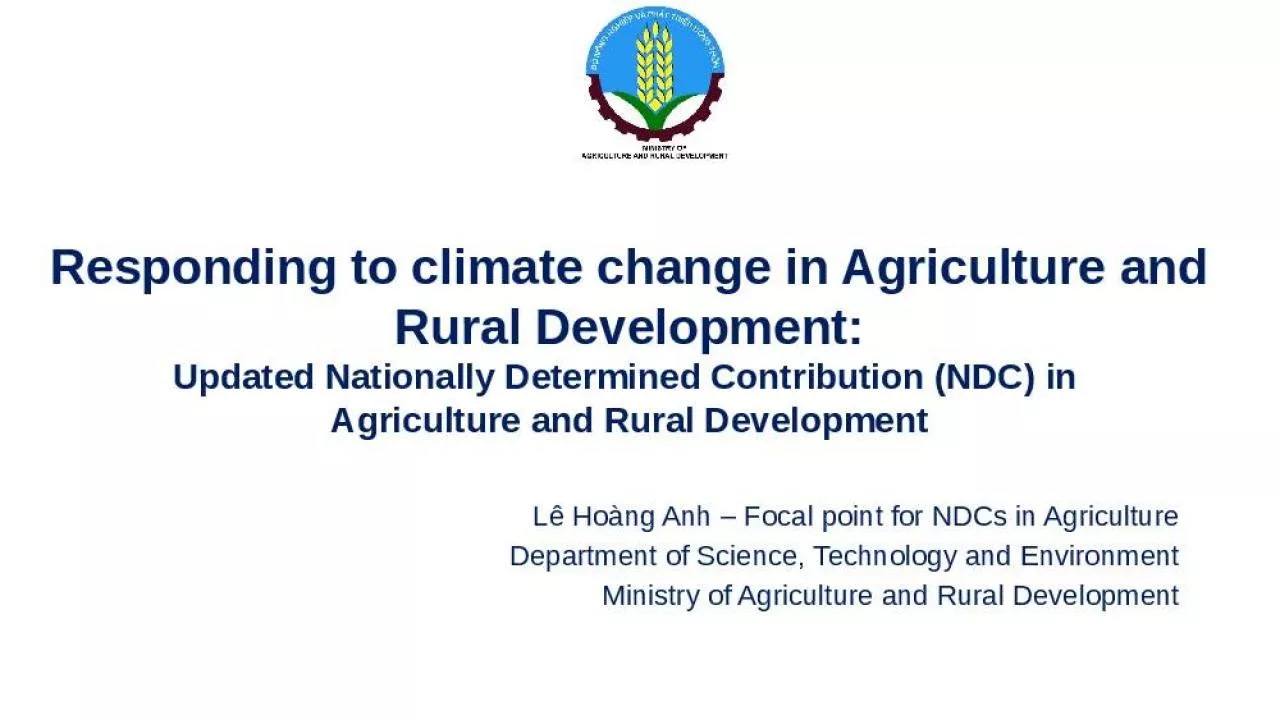 PPT-Responding to climate change in Agriculture and Rural Development: Updated Nationally