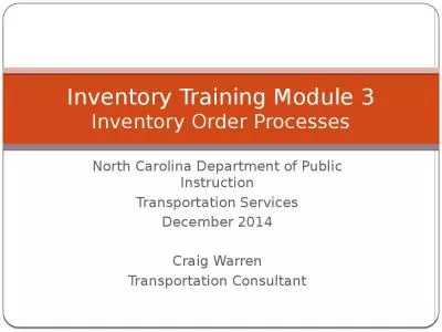 Inventory Training Module 3 Inventory Order Processes