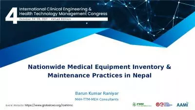 Nationwide Medical Equipment Inventory & Maintenance Practices in Nepal