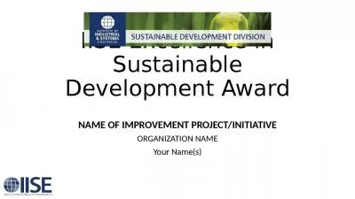 IISE Excellence in Sustainable Development Award