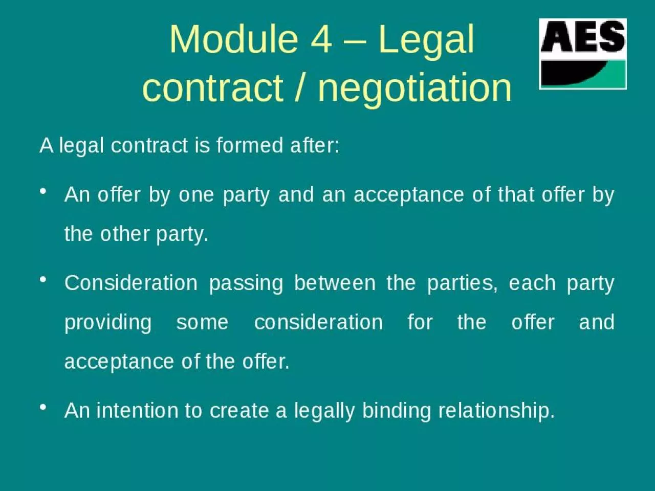 PPT-Module 4 Legal contract / negotiation