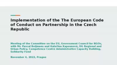 Implementation of the The European Code of Conduct on Partnership in the Czech Republic