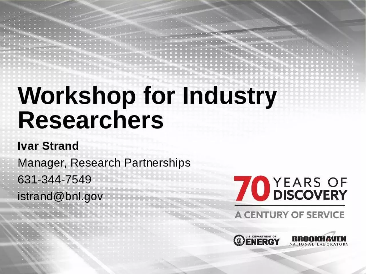 PPT-Workshop for Industry Researchers