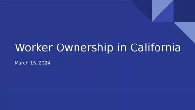 Worker Ownership in California