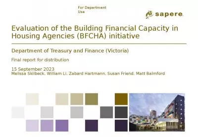 Evaluation of the Building Financial Capacity in Housing Agencies (BFCHA) initiative