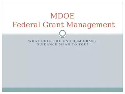 MDOE  Federal Grant Management