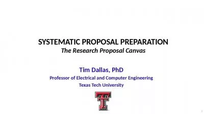 Systematic Proposal Preparation The Research Proposal Canvas