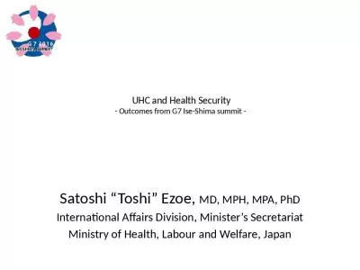 UHC and Health Security - Outcomes from G7 Ise-Shima summit -