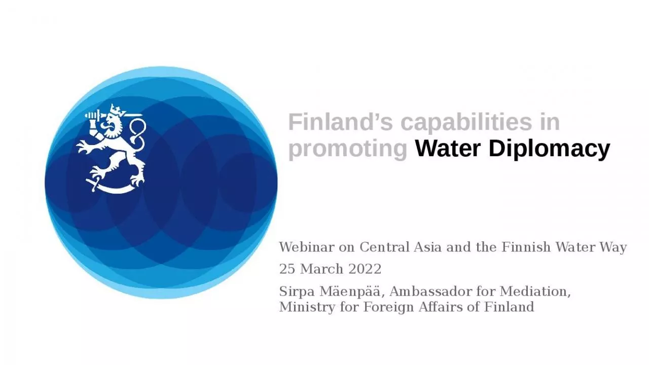 PPT-Finland s capabilities in promoting Water Diplomacy