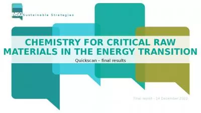 Chemistry for critical raw materials in the Energy Transition