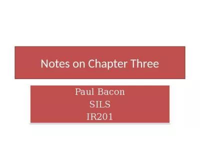 Notes on Chapter Three