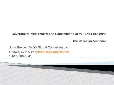 Government Procurement and Competition Policy - Anti-Corruption  The Canadian Approach