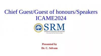 Chief Guest/Guest of honours/Speakers ICAME2024