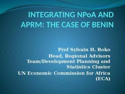 INTEGRATING NPoA AND APRM: THE CASE OF BENIN