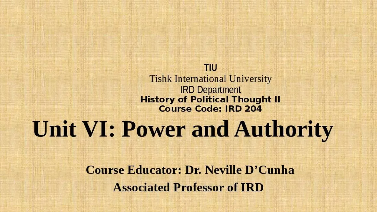 PPT-TIU Tishk International University IRD Department History of Political Thought II Course