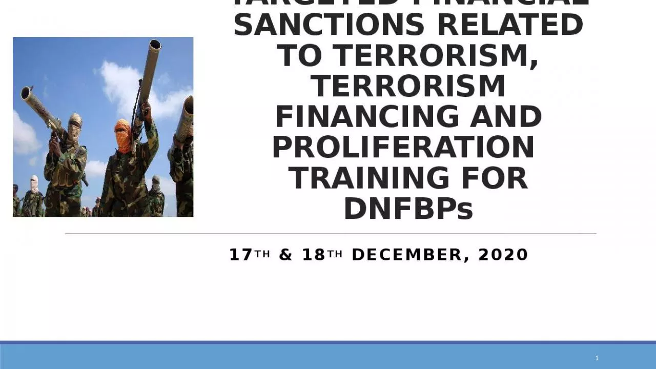 PPT-TARGETED FINANCIAL SANCTIONS RELATED TO TERRORISM, TERRORISM FINANCING AND PROLIFERATION